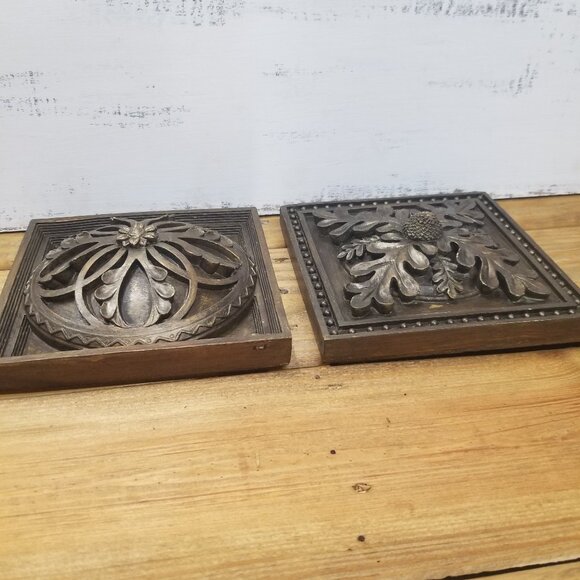 3D Resin Wall Plaque Botanical Decorative Plaster Wall Art 2 Pc. Tuscany Style - Picture 9 of 11